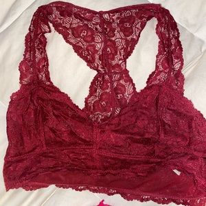 Burgundy lace racer back bralette